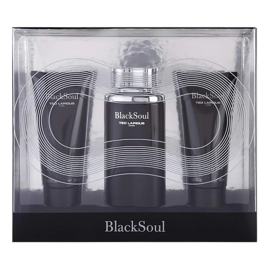 Ted Lapidus Black Soul Eau De Toilette Men's Gift Set - 3Pcs - Medaid