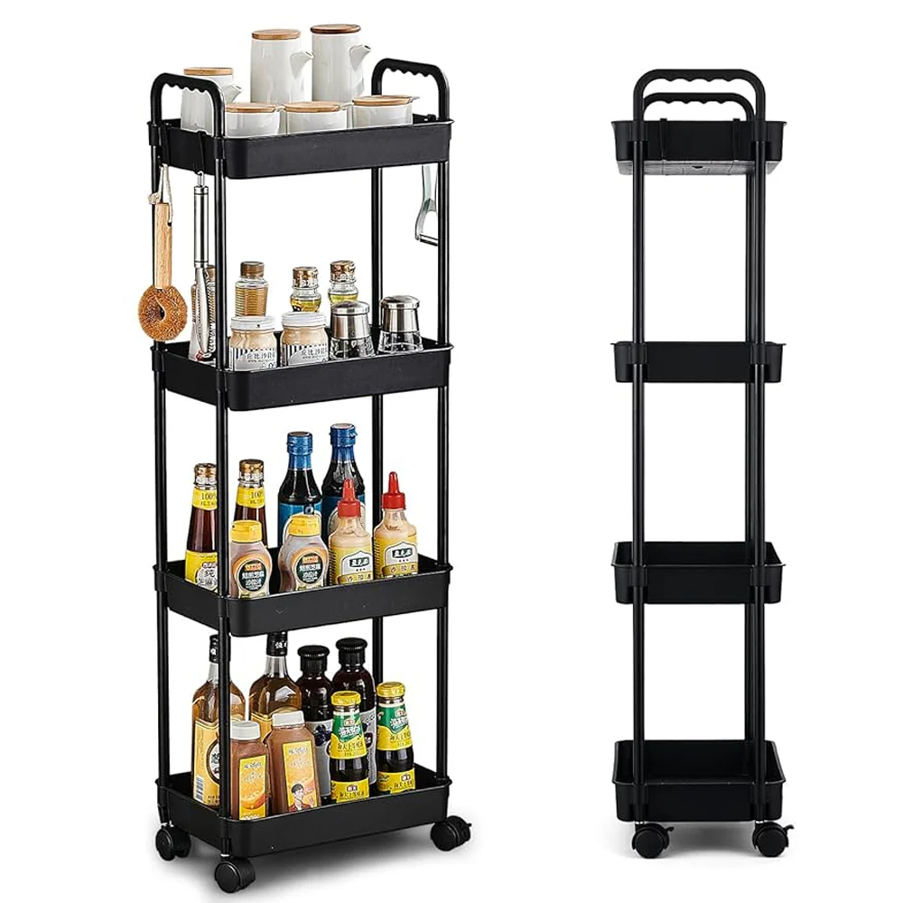 Multifunctional Floor Storage Shelves Rack Organiser with Wheels 4-Layer - Medaid International