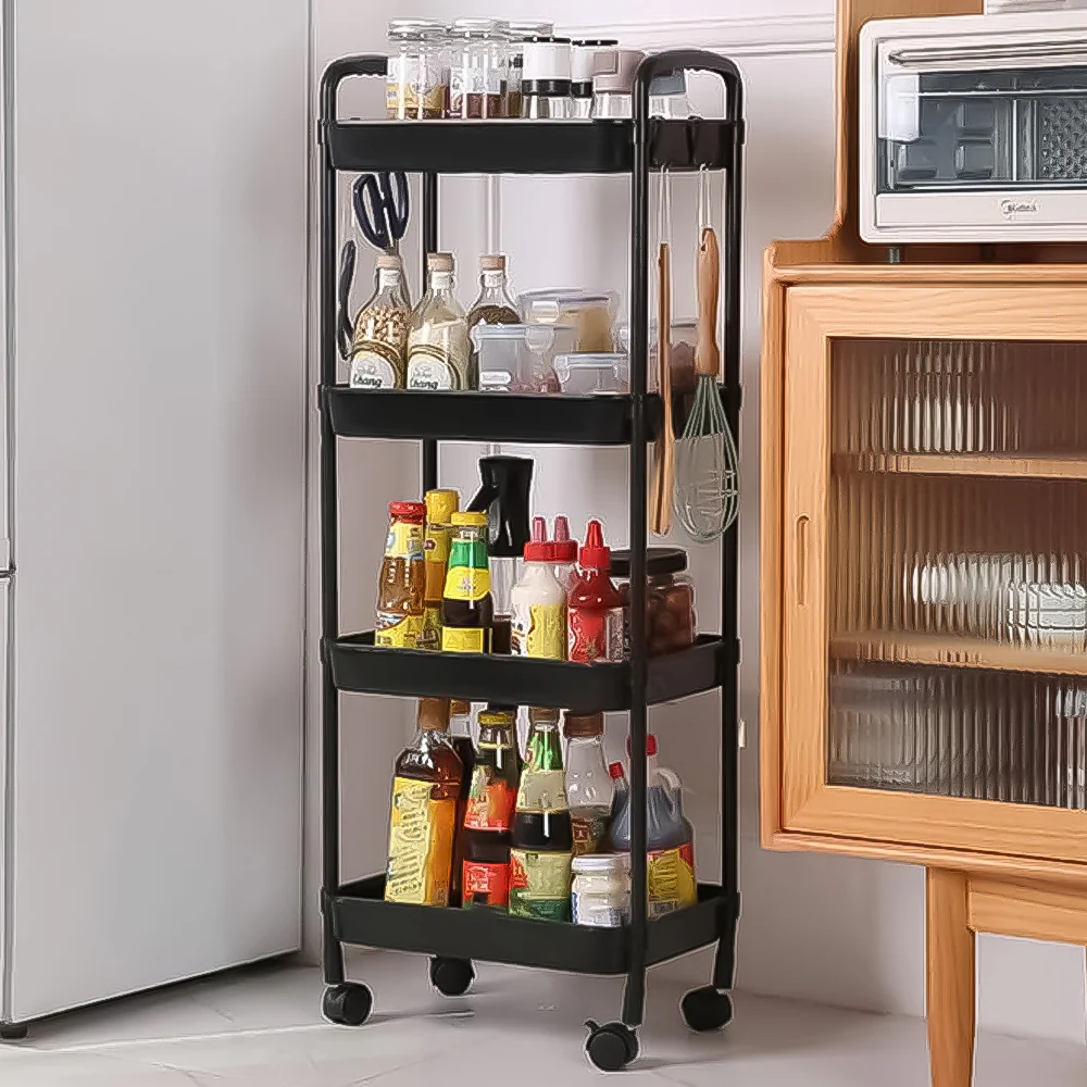 Multifunctional Floor Storage Shelves Rack Organiser with Wheels 4-Layer - Medaid International