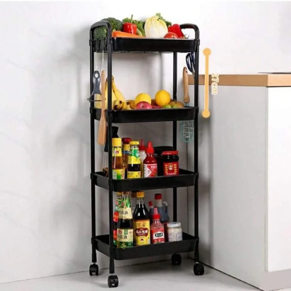 Multifunctional Floor Storage Shelves Rack Organiser with Wheels 4-Layer - Medaid International