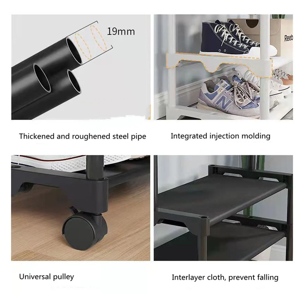 Single Pole Shoe and Hat Rack 3 Layers Easy To Assemble Coat Rack Shelf Shoe Racks With Shoe Storage Bench Sundry Goods Shelves - Medaid International