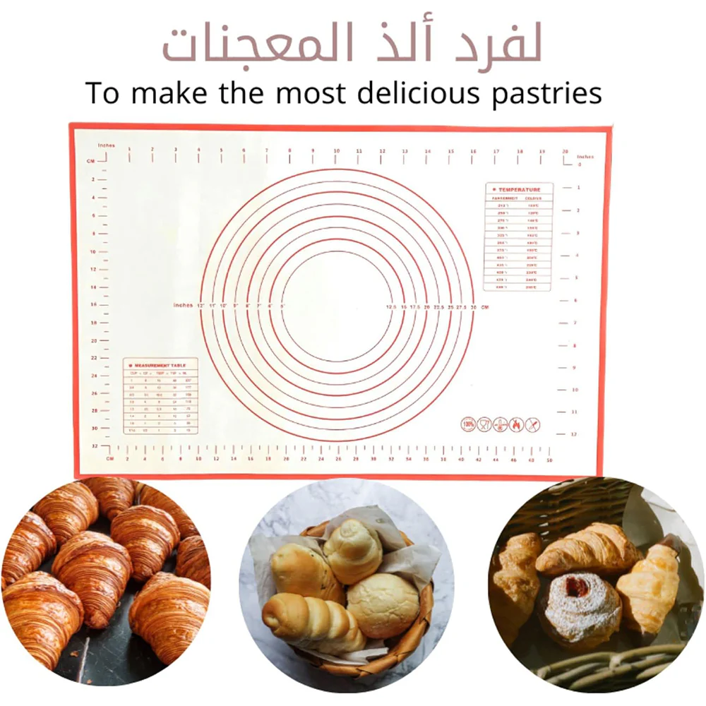 Non-Stick Non-Slip Silicone Dough Mat Perfect Dough Straightening Mat with Reusable Scales - Medaid International