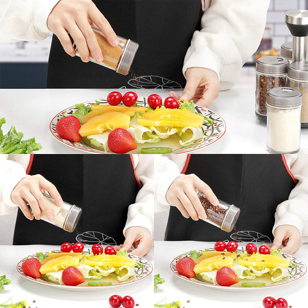 6-Jar Revolving Spice Rack Organizer with Rotating Stand and Salt & Pepper Shakers - Medaid International