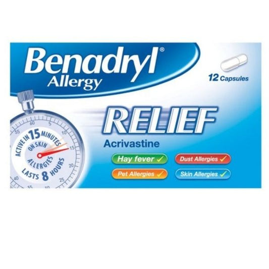Benadryl - Allergy relief 12 Capsules - Medaid International