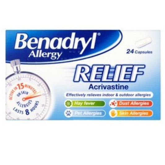Benadryl - Allergy Relief 24 Capsules - Medaid International