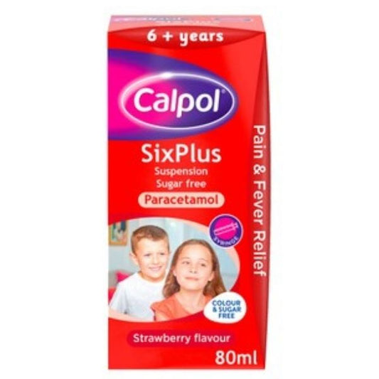 Calpol - Six Plus Suspension Sugar Free Strawberry Flavour 80ml - Medaid International