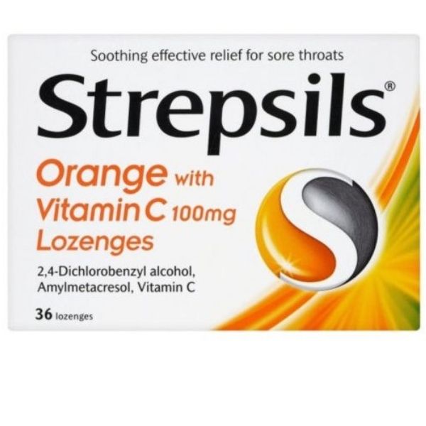 Strepsils - Orange Vitamin C 36x Lozenges 100mg - Medaid