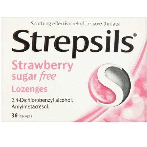 Strepsils - Lozenges Strawberry Sugar Free 36 Pack [IMPORTED] - Medaid