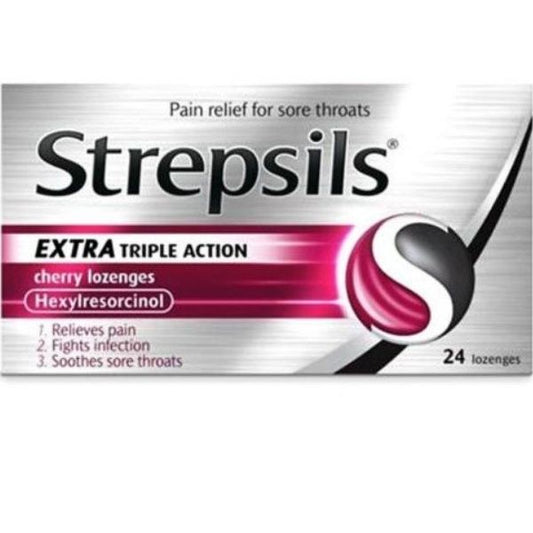 Strepsils - Extra Cherry Lozenges Sore Throat 24x - Medaid