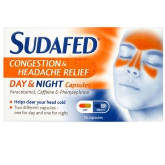 Sudafed - Congestion Headache Relief Day & Night 16 Capsules - Medaid