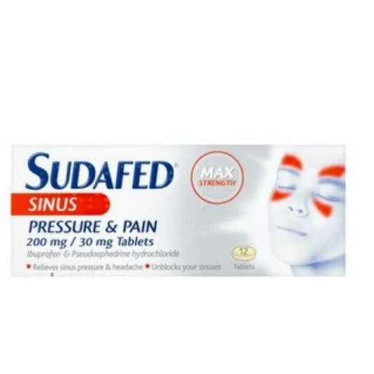 Sudafed - Sinus Pressure & Pain 200mg/30mg 12 Tablets (P) - Medaid