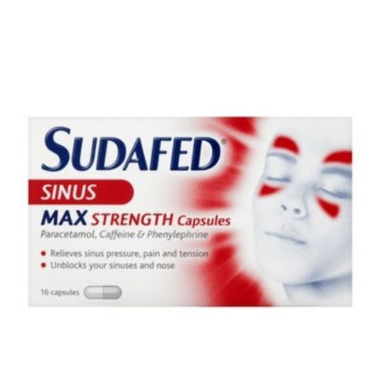 Sudafed - Sinus Max Strength Capsules Pack of 16 - Medaid International