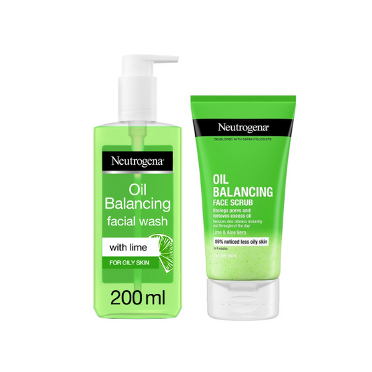 20% OFF Neutrogena Oil Balancing Facial Wash With Lime Scent 200ml + Neutrogena Oil Balancing Daily Face Scrub - Medaid