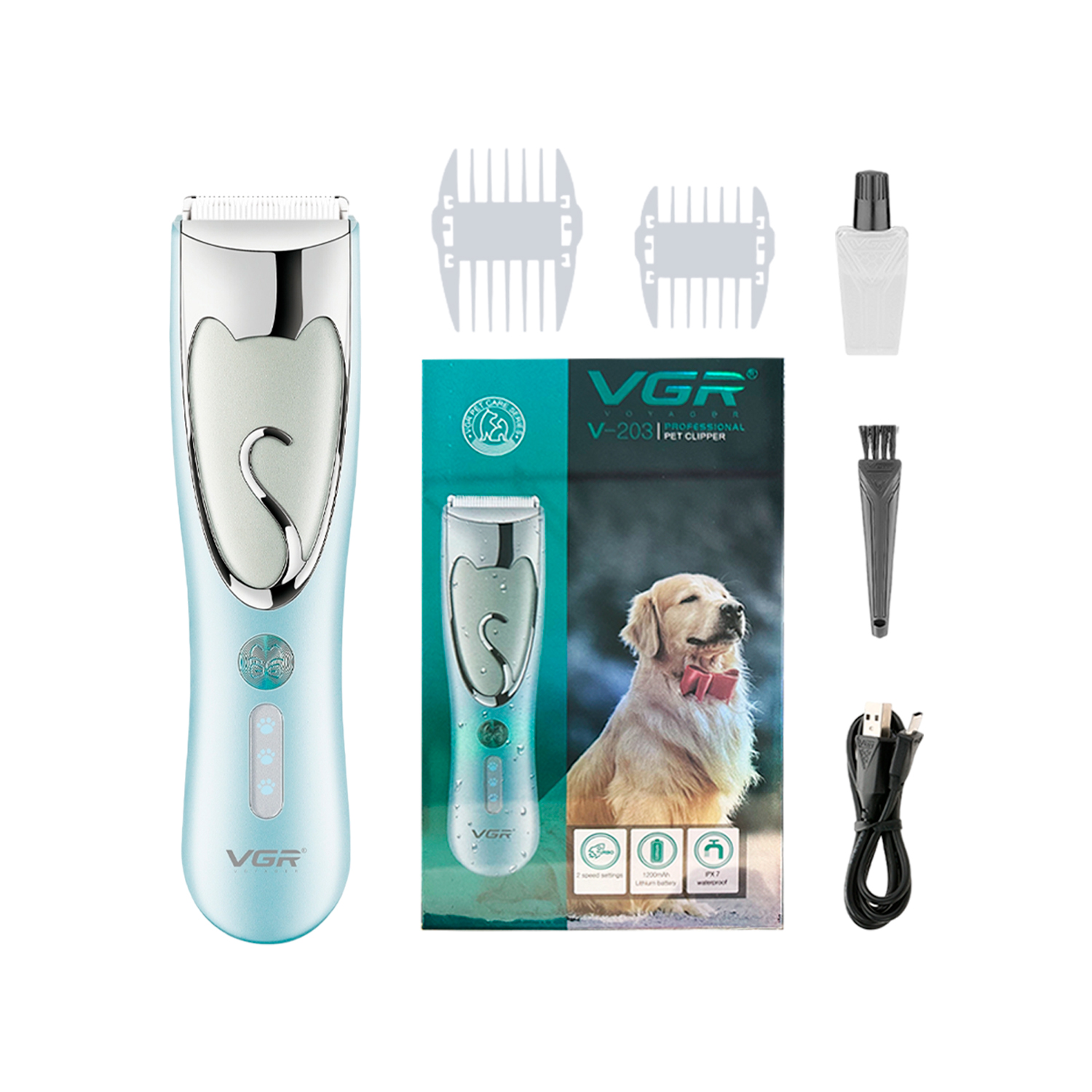 VGR V203 Cordless Dog Clippers Waterproof - Medaid International