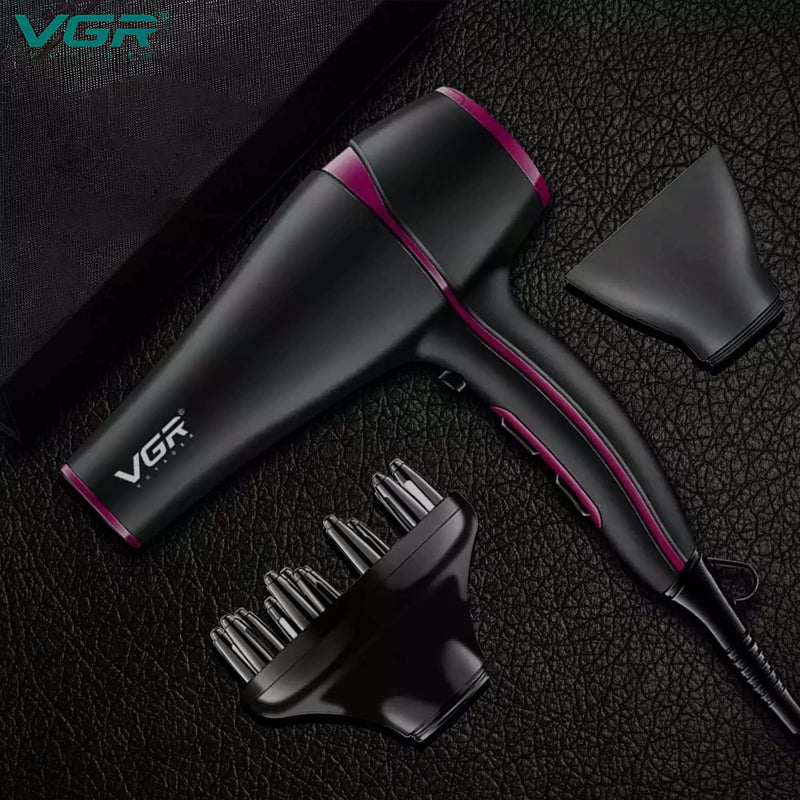 Vgr Professional Hair Dryer V402 - With Diffuser, Gray With Pink 2200W 3 Heating Settings - Medaid International