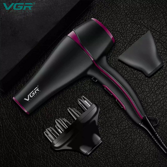 Vgr Professional Hair Dryer V402 - With Diffuser, Gray With Pink 2200W 3 Heating Settings - Medaid International