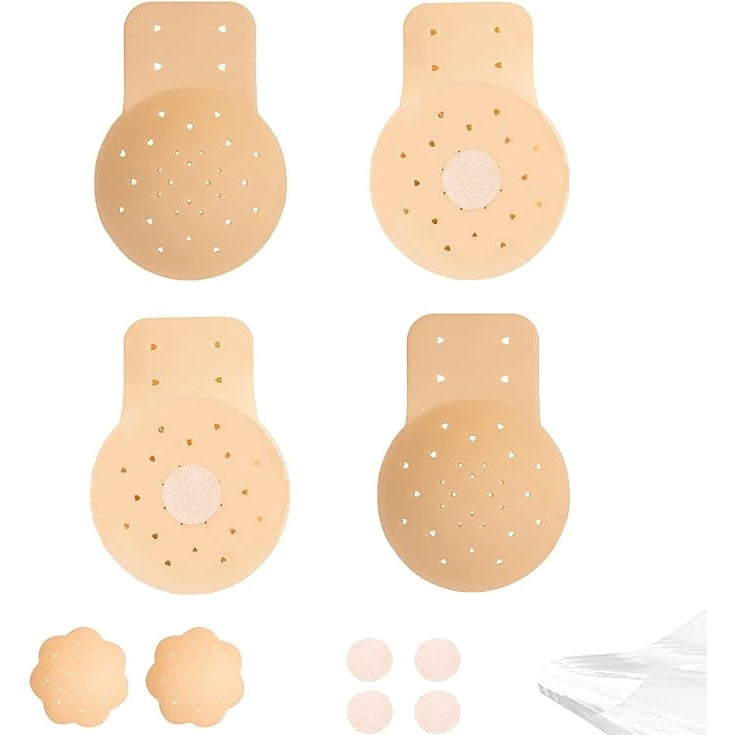 VUUEAN 3 Pairs Pasties Bras for Women with Lift Breast Lift Silicone Bra Reusable Nipple Covers with Breathable Holes Fits A-B cups - Medaid - Lebanon