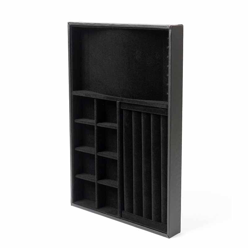 35 CM Velvet Jewelry Organizer Tray for Drawers with Leather Finish Stackable Jewelry Display Trays for Rings Earrings Bracelets Necklaces Black - Medaid - Lebanon