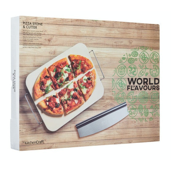 World of Flavours Italian Large Pizza Stone & Cutter - Medaid International