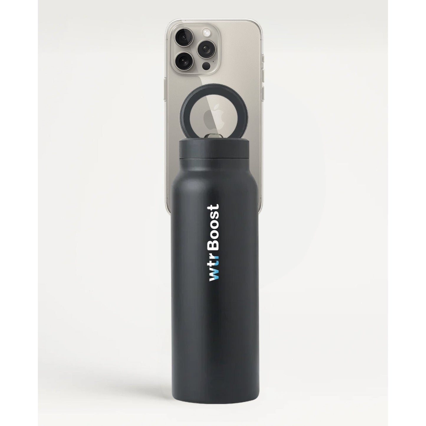 Black Magnetic Mobile Holder Insulated Stainless Steel Bottle - Medaid