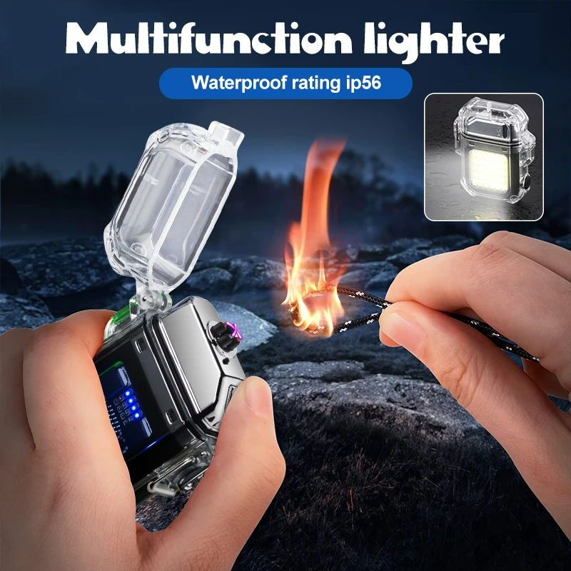 Waterproof Electric Torch Transparent Lighter, Windproof Plasma Lighter, USB Rechargeable, Outdoor Camping Gift, Dual ARC - Medaid International