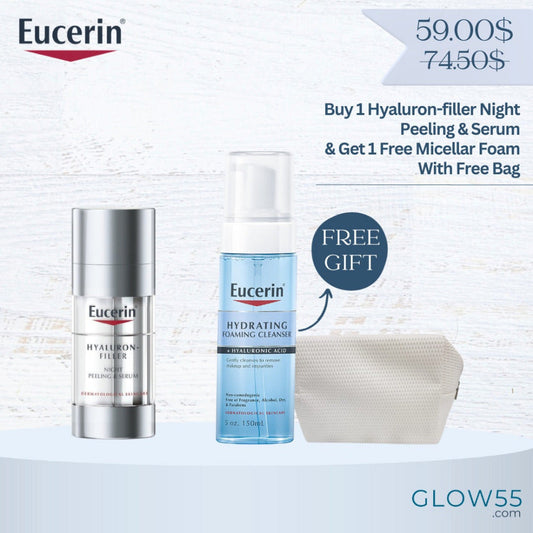 Eucerin Hyaluron-Filler Night Peeling & Serum + Micellar Foam For Free + Free Bag - Medaid