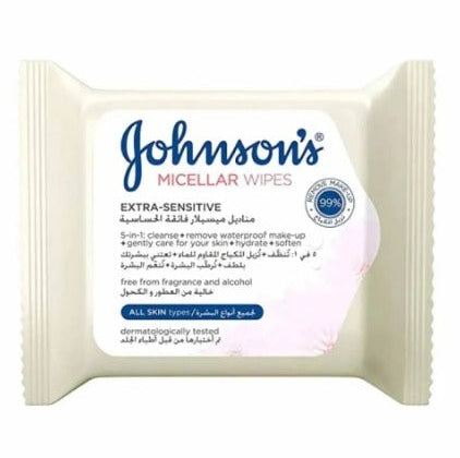 Johnson's Facial Wipes Micellar Extra Sensitive White - 25 Wipes - Medaid