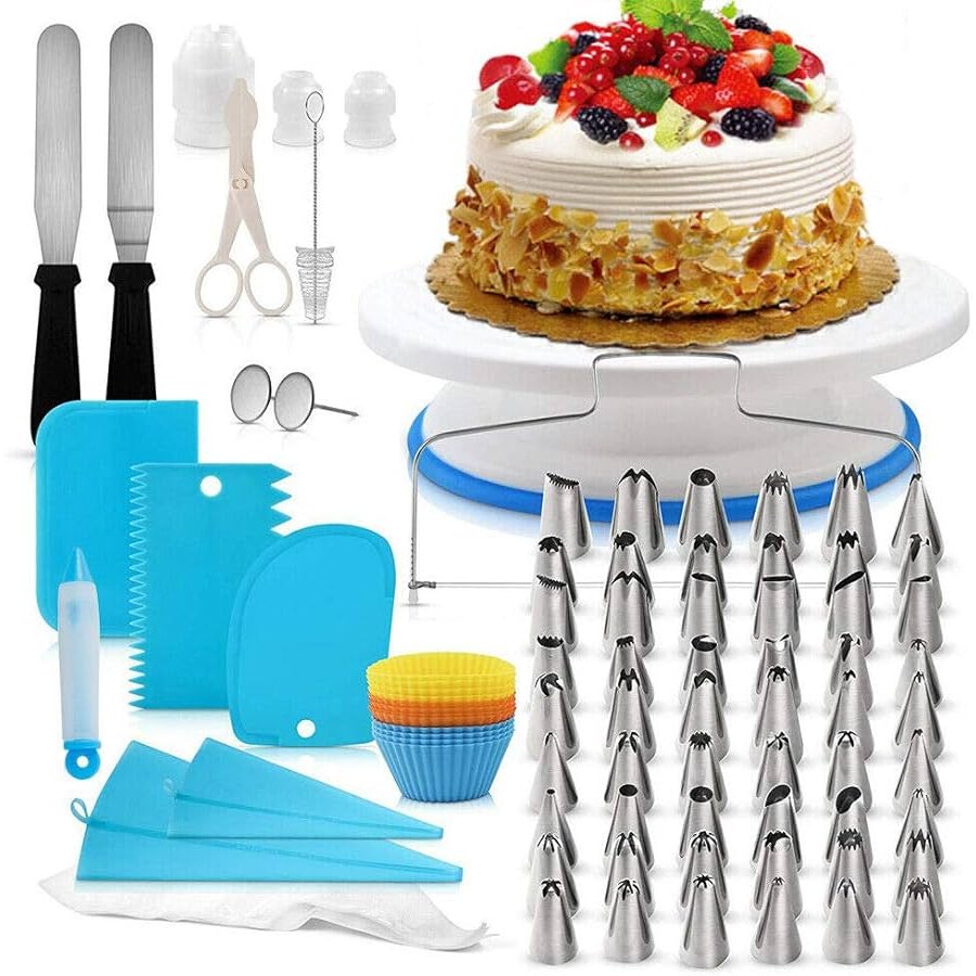 106-Piece Cake Decorating Kit with Turntable, Stainless Steel Icing Tips, and Baking Tools