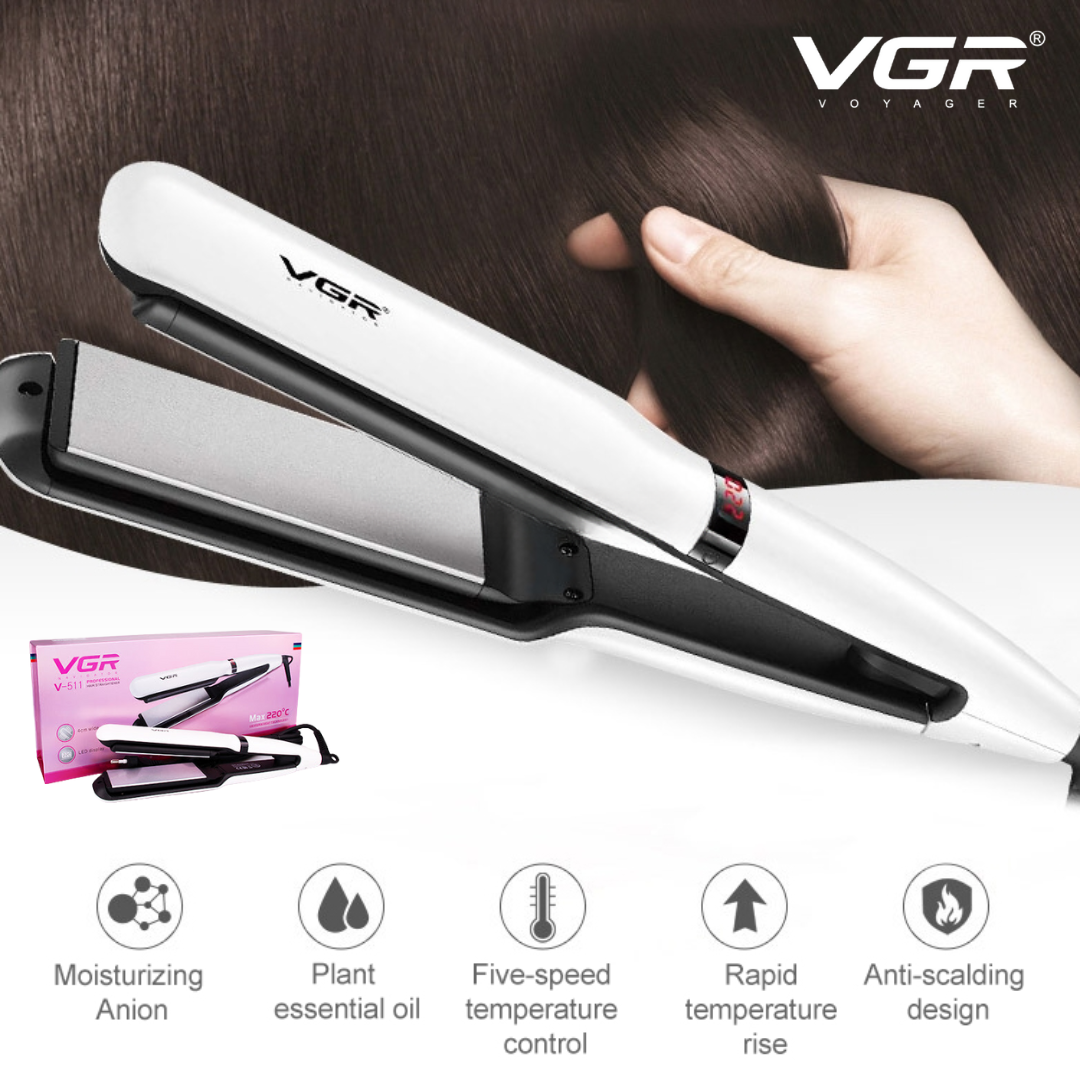 VGR V511 Flat Iron Anti-Static Flat Iron With Ceramic Plates And Lcd Display Hair Straightener - Medaid International