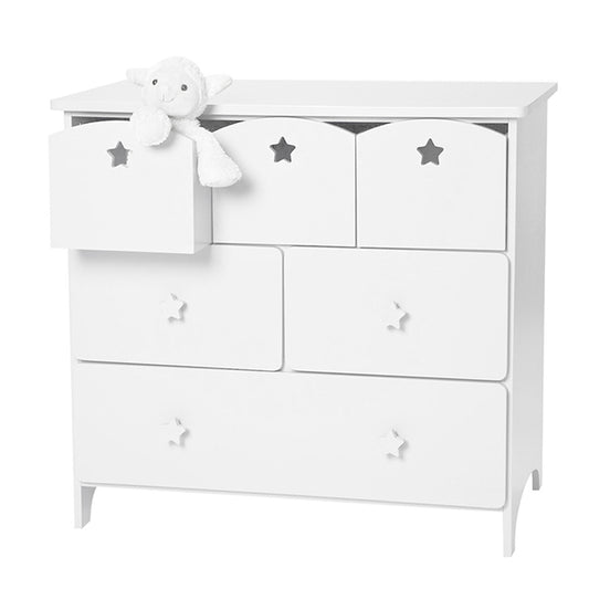 90 CM Wooden Dresser Chest of Drawers Freestanding Storage Commode with 6 Drawers for Bedroom Nursery White - Medaid - Lebanon