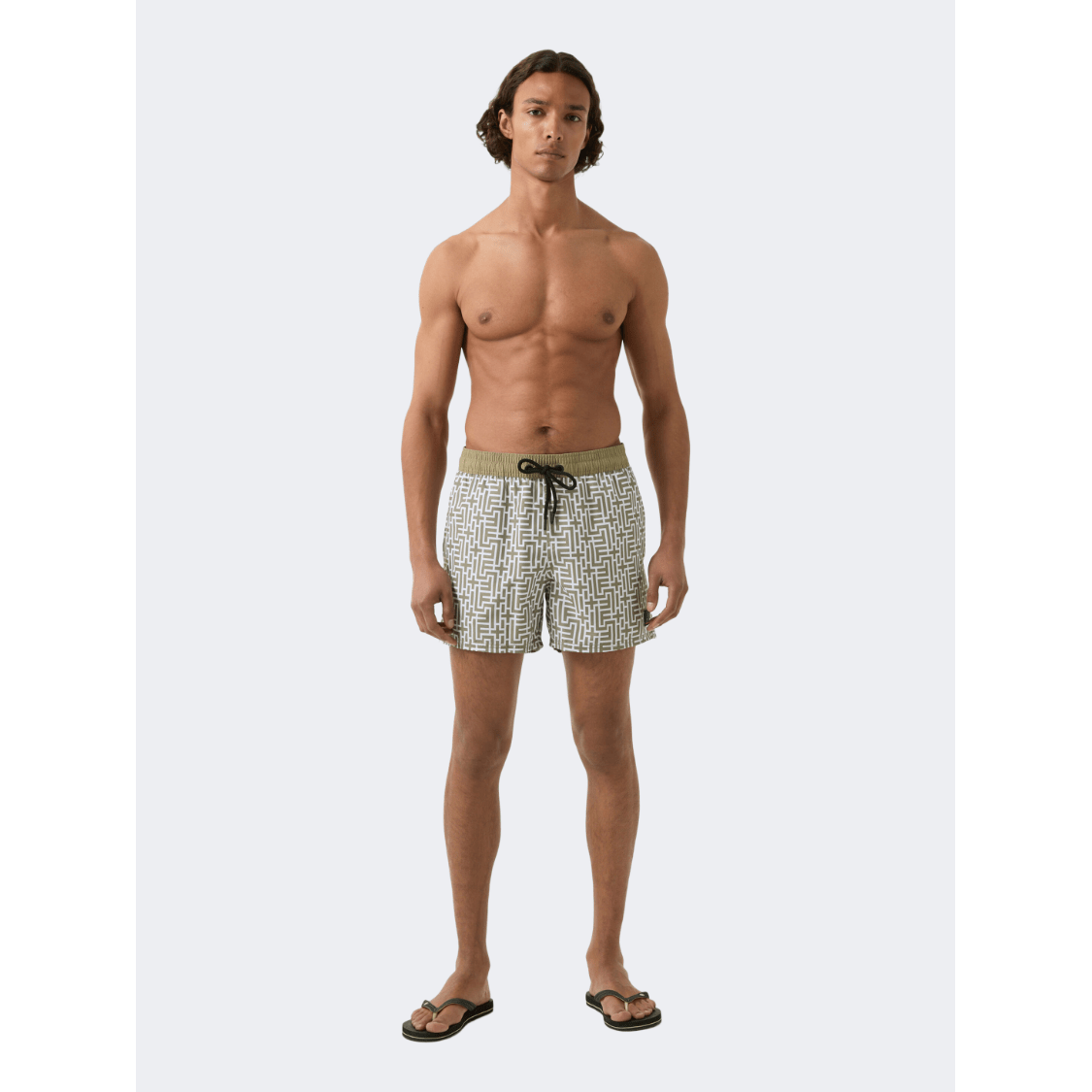 Fire And Ice Nelson Men Beach Swim Short Khaki/White - Medaid International