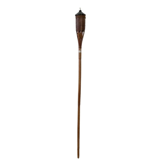 Natural Bamboo Mahogony  Tiki Torch  Wicker & Rope - Medaid International