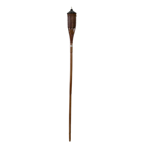Natural Bamboo Mahogony  Tiki Torch  Wicker & Rope - Medaid International