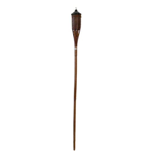 Natural Bamboo Mahogony  Tiki Torch  Wicker & Rope - Medaid International