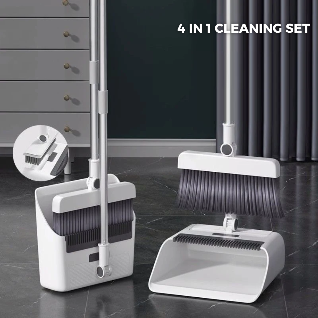 4 in 1 Broom and Dustpan Set ‚Äì Multifunctional Floor Brush for Bathroom & Household Cleaning | Folding Mop & Housekeeping Supplies - Medaid International