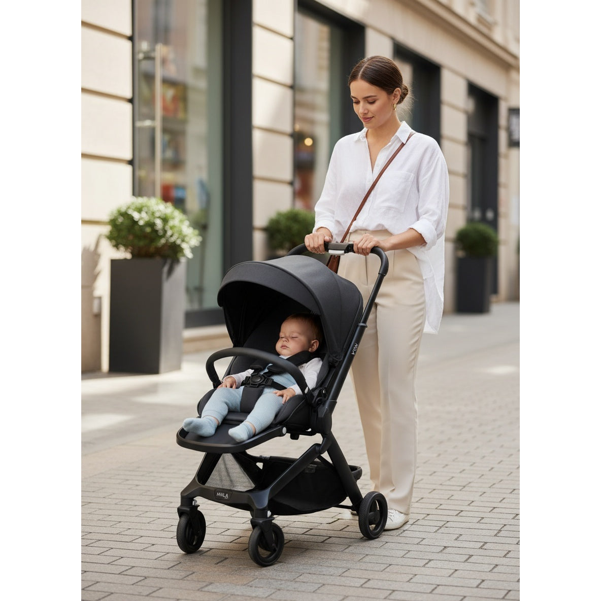 Miila Travel Stroller and Adapter Black Lightweight