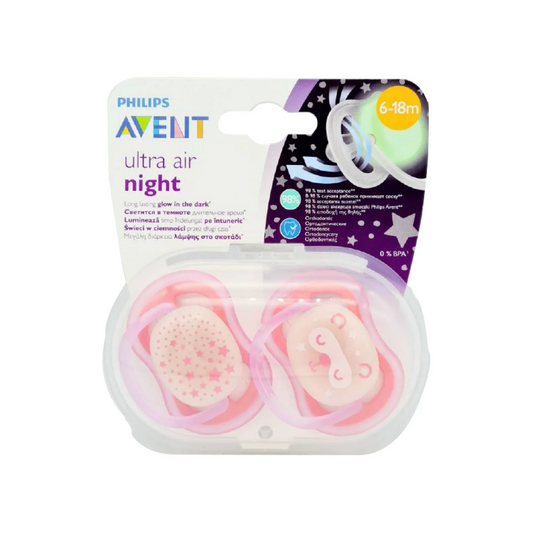 avent 2 ultra air night soothers 6-18m - girl 376/14