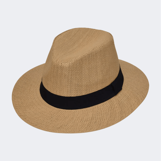 Stamion Fedora With Ribbon &#206;œen Men Beach Hat Light Brown - Medaid International
