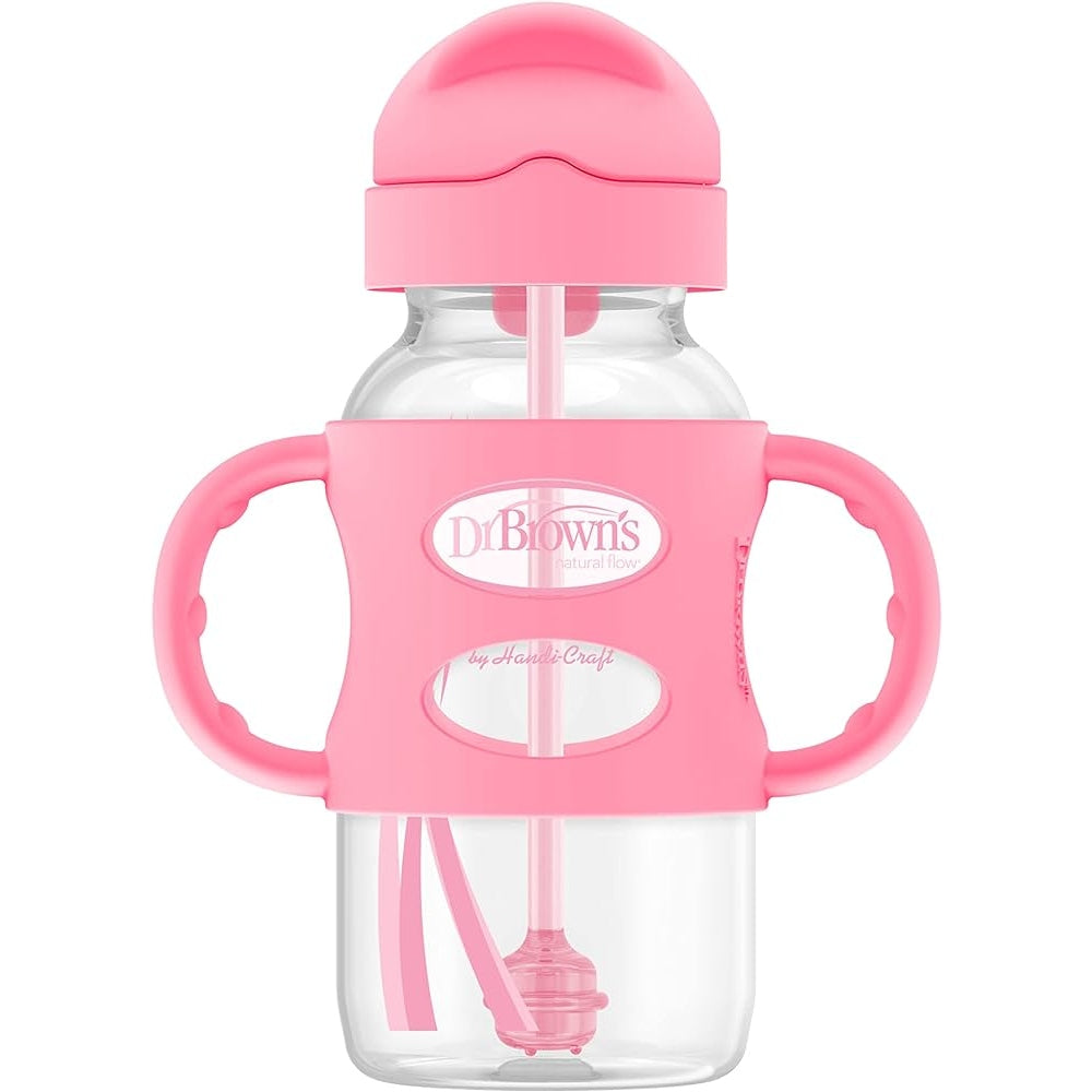 Dr Brown's  Milestone Wide-Neck Sippy Straw Bottle with Silicone Handles - Medaid