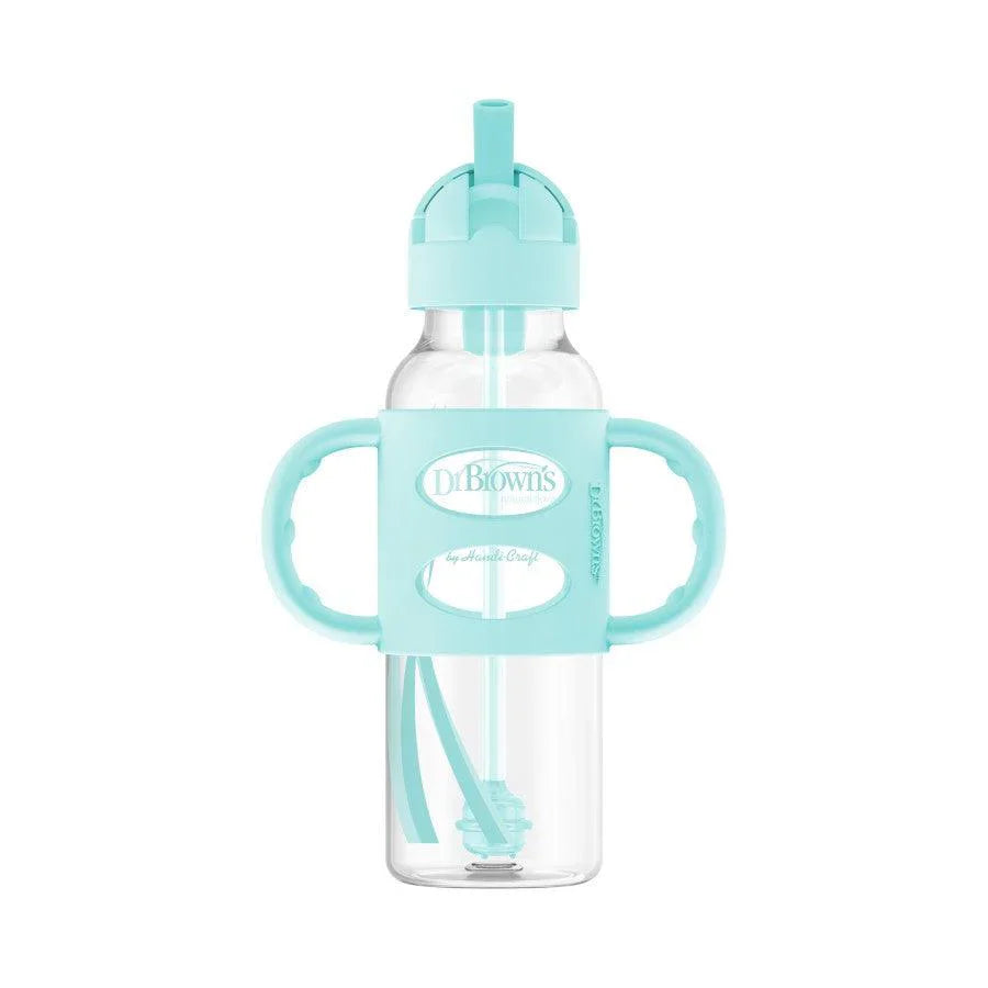 Dr Brown's  Milestone Wide-Neck Sippy Straw Bottle with Silicone Handles - Medaid