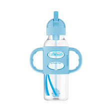 Dr Brown's  Milestone Wide-Neck Sippy Straw Bottle with Silicone Handles - Medaid