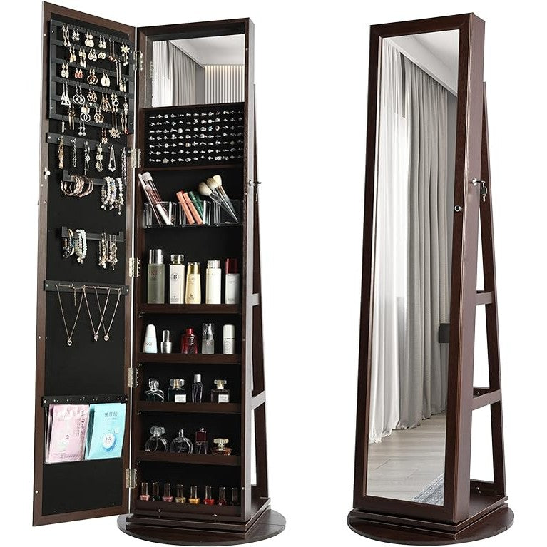 360° Swivel Lockable Jewelry Armoire Mirror
