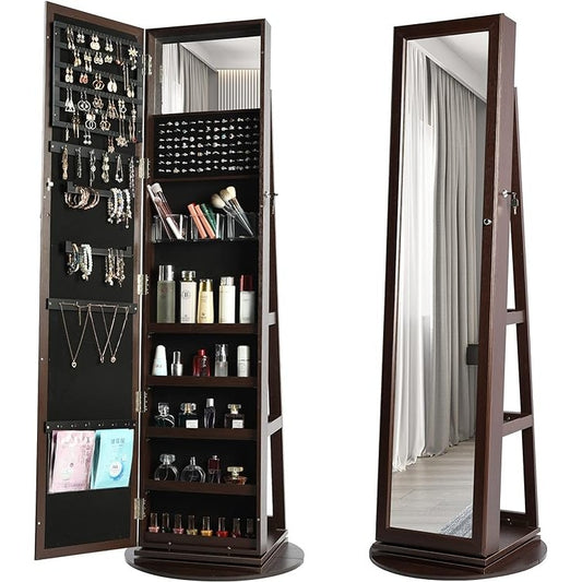 360° Swivel Lockable Jewelry Armoire Mirror