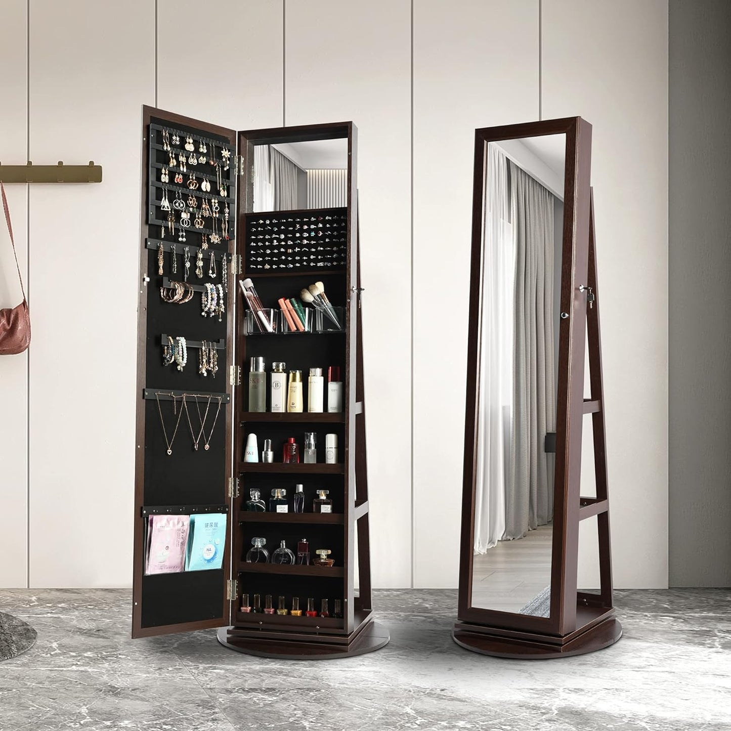 360° Swivel Lockable Jewelry Armoire Mirror