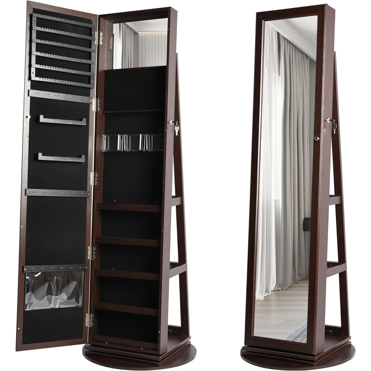 360° Swivel Lockable Jewelry Armoire Mirror