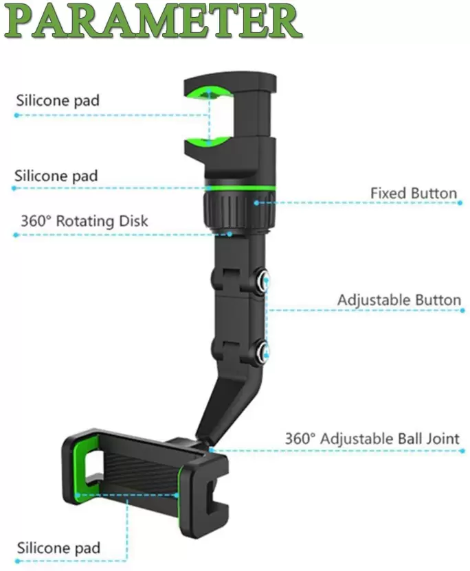 Multifunctional Car Phone Holder Mount, Rearview Mirror Phone Holder for Car, 360 Degree Rotatable - Medaid International
