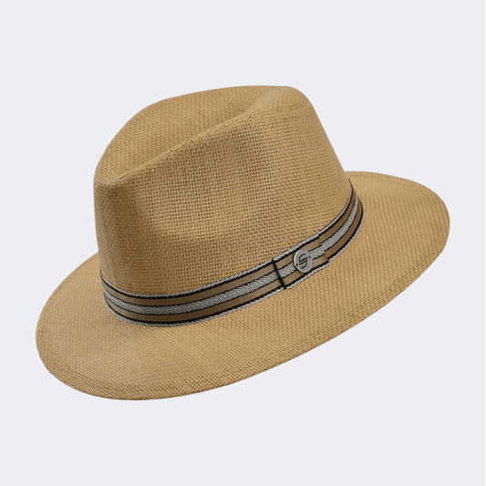Stamion Fedora Metallic Logo S Men Beach Hat Natural/Brown - Medaid International