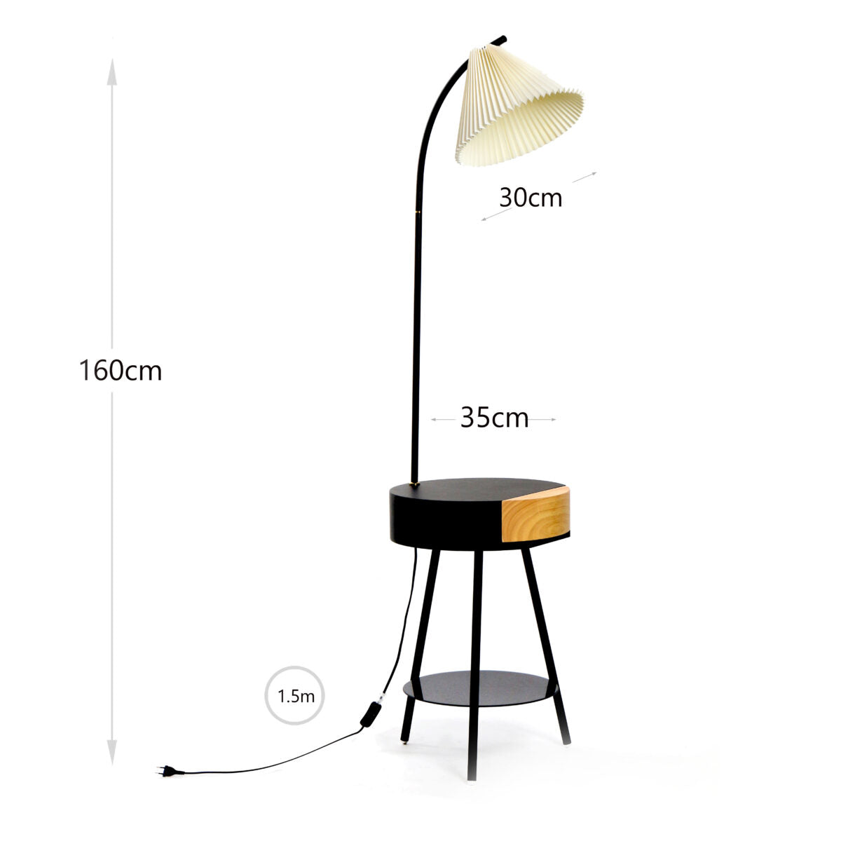 160 CM, Coffee Table Floor Lamp with Drawer and Shelf for Living Room Bedside - Medaid - Lebanon