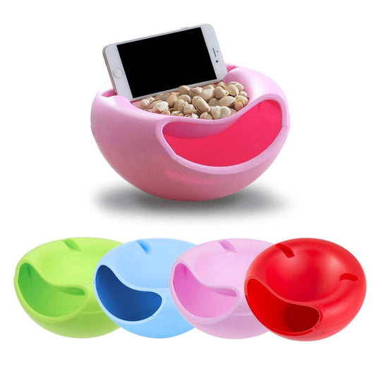 Double Layer Snack Bowl with Phone Stand Ass Color - Medaid - Lebanon