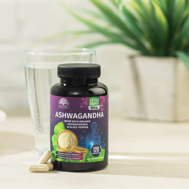 Certified Organic Ashwagandha 1950 MG - Extra Strength Pure Organic Ashwagandha Extract - Made with Root Extract Powder - Medaid - Lebanon